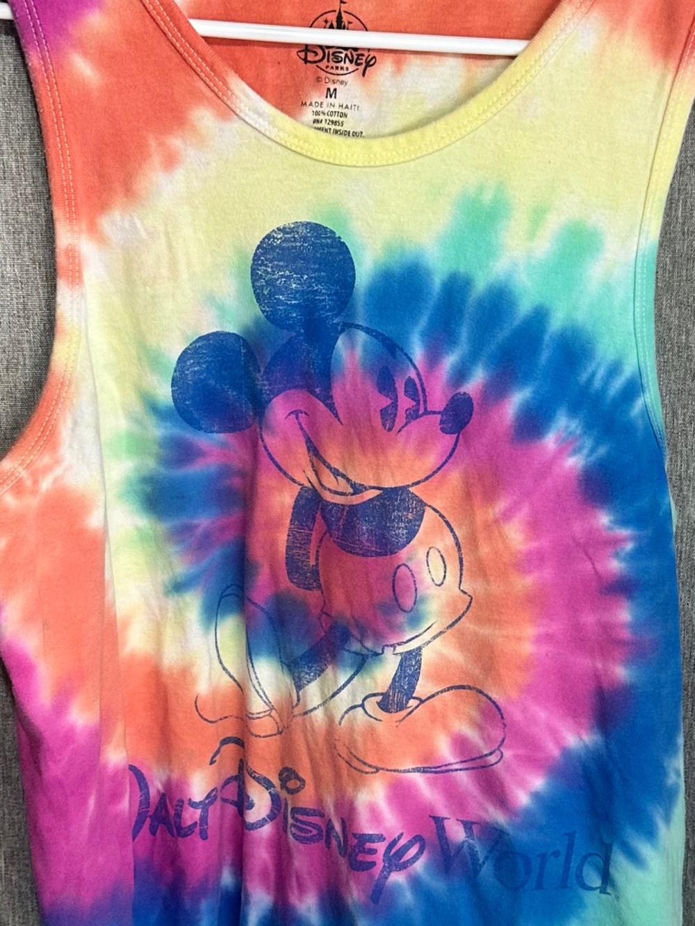 Walt Disney World Mickey Mouse Spiral Rainbow Tie Dye Tank Top - Medium